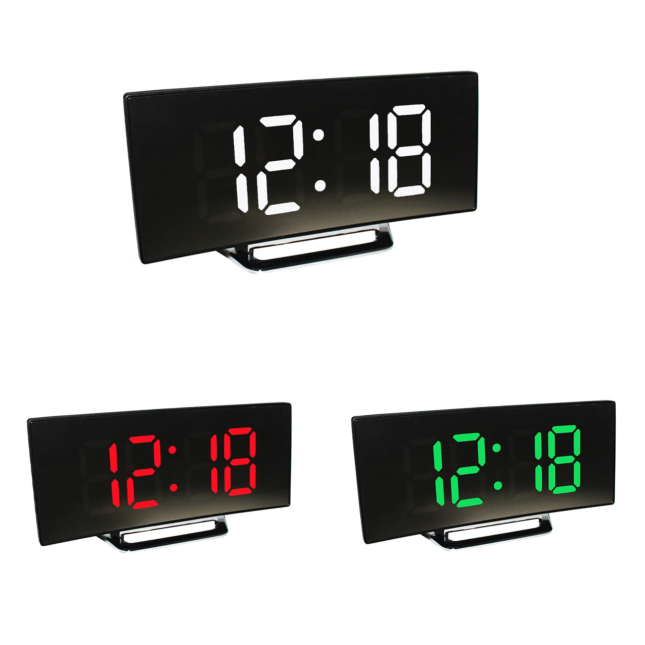 

Table Alarm Clock Curved Dimmable LED Electronic Digital desktop Clock Temperature Display Night Mode Kids Bedroom Home Decor