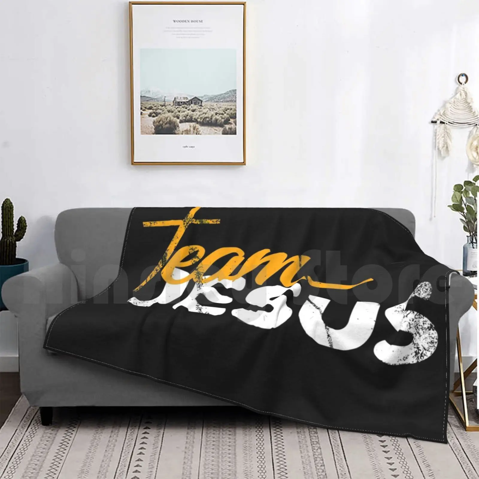 

Team Jesus Catholic Distressed Christian Tee | Dark Yellow And White Blanket Fashion Custom Jesus Christ