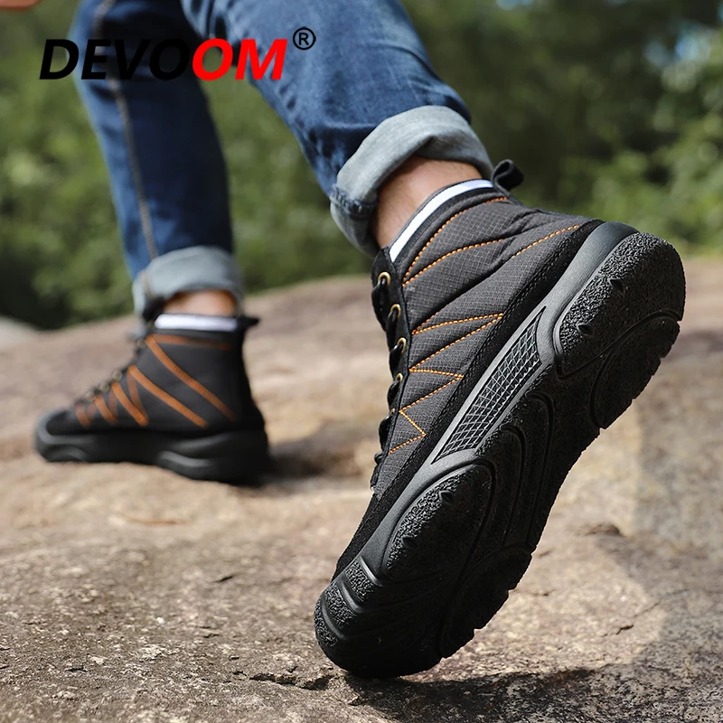 Мужские кожаные кроссовки для активного отдыха теплые водонепроницаемые охоты с