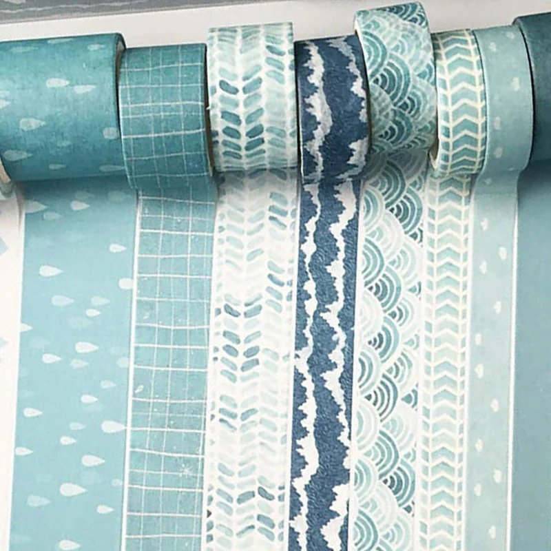

12 Rolls Washi Tape,Blue Sea Wave Decorative Washi Masking Tape Sets for Craft,Kids,Scrapbook,Journal,DIY,Gift Wrapping
