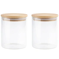 2pcs glass storage jars kitchen sealed containers with bamboo lid glass airtight jar flower tea storage jar kitchen supplies