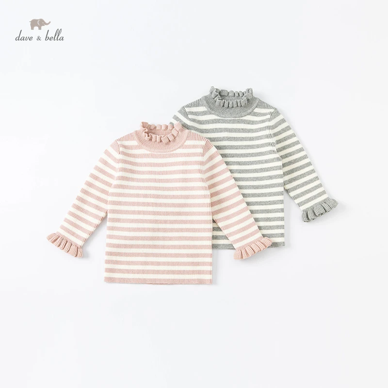 

DBS19121 dave bella winter cute baby girls Christmas striped knitted sweater kids girl fashion toddler boutique tops