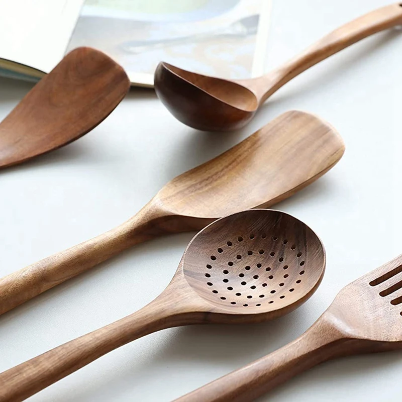 

Wooden Cooking Utensils,Wooden Cooking Tools Natural Nonstick Wood Spatula and Spoons,Wooden Spoons for Cooking 7Pcs