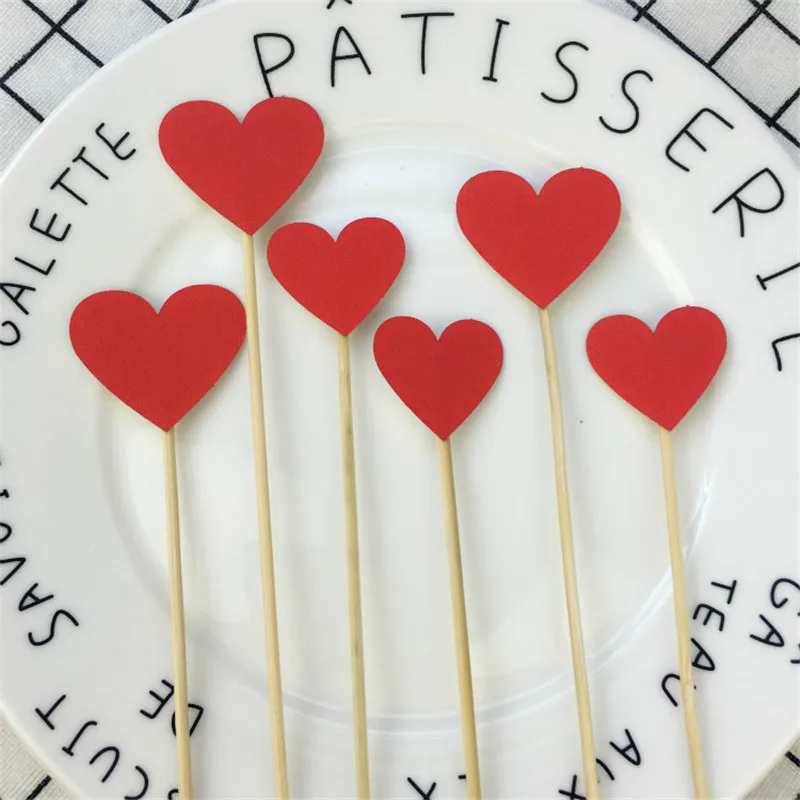 10 шт./лот милые розовые капкейк сердечко ручной работы для торта вечерние