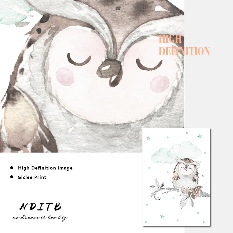 Лесной животный Сова детский постер художественный холст печать декоративная
