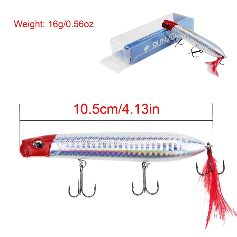 Topwater Popper Fishing Lure 105mm 16g Artificial Hard Bait Spinner Tackle Wobblers Premium |