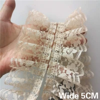 5cm wide exquisite apricot 3d pleated cotton embroidery flowers lace folds sewing collar applique ruffle dress trim fringe decor