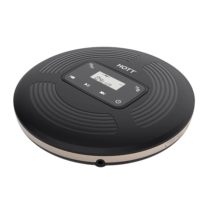 Портативный CD плеер HOTT CD903TF с наушниками Bluetooth BT 5 0 функция FM передатчика ЖК