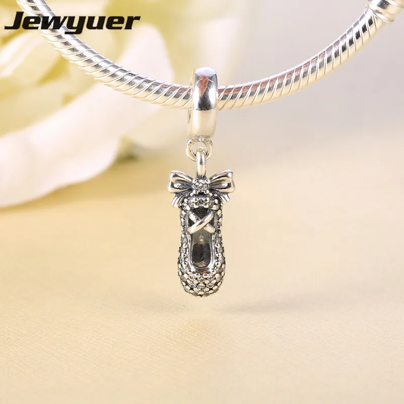 

Silver Ballet Slipper Dangle Charms 925 Sterling Silver Fit Charm bead Bracelet necklace DIY pendant making fine jewelry DA121