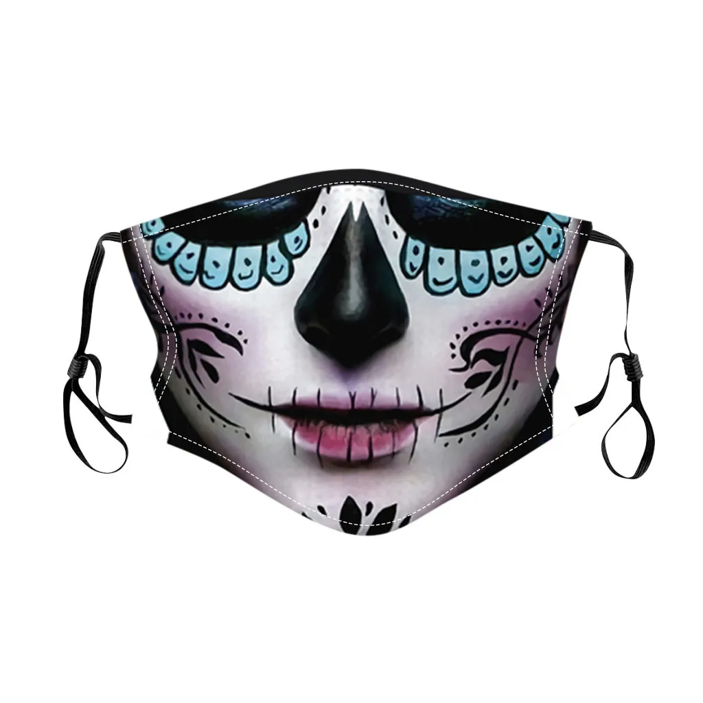 

Unisex Halloween Print Fabric Face Mouth Masks Washable Reusable Cloth Face Mask Funny Party Masks Adjustable Mascarara maske