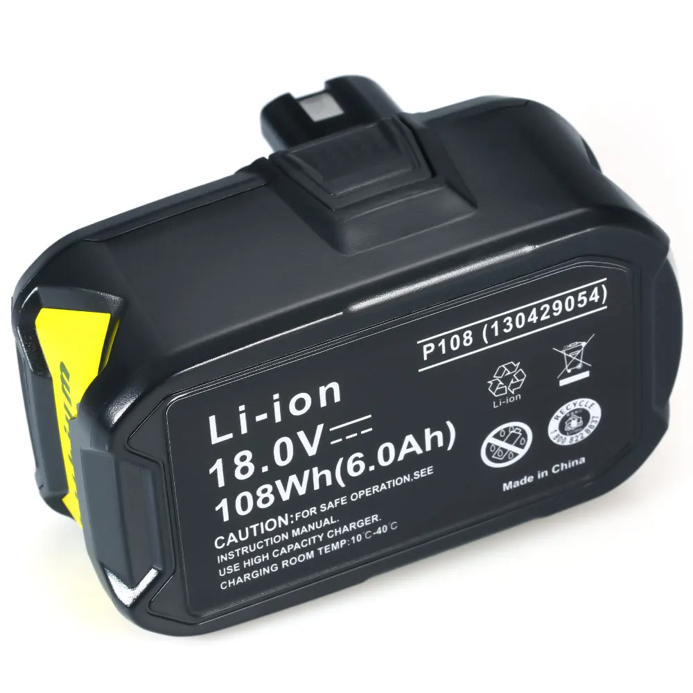Сменный аккумулятор для Ryobi 18 в 4000 мАч/5000 мАч/6000 мАч Li Ion Charger One Cordless P103 P108 комплект