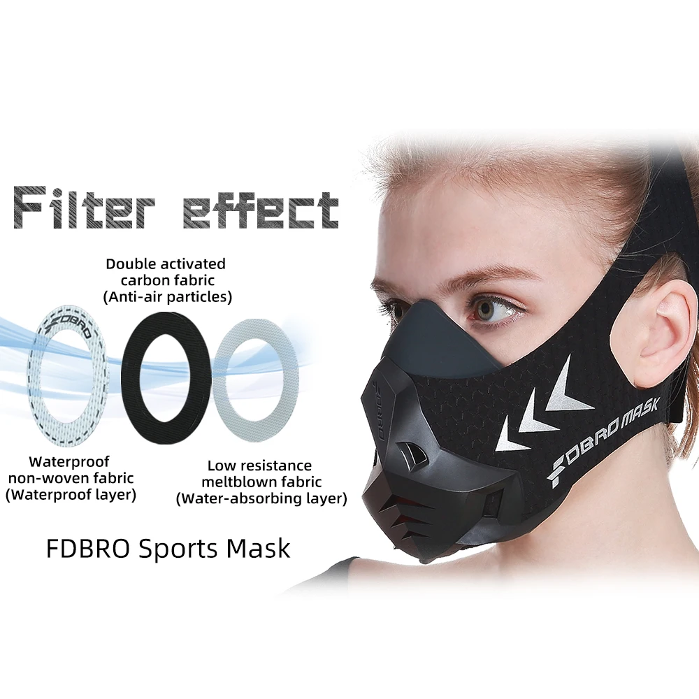 Спортивная маска FDBRO для защиты высоты от дыхания и пыли с воздушным фильтром