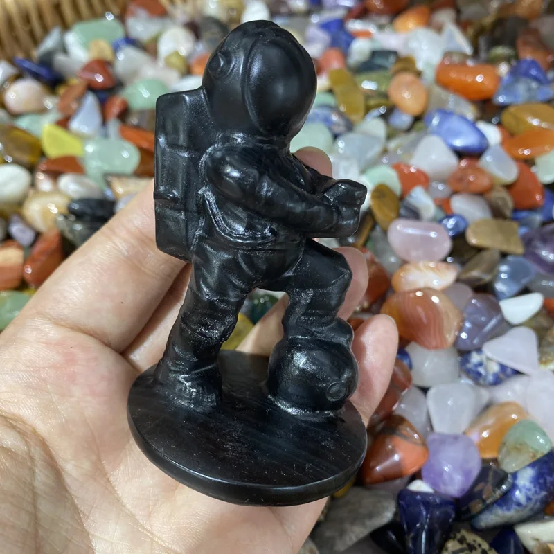 

1pcs Natural Crystal Obsidia Hand Carving Astronaut Healing For Home Decoration Gems Crafts Holiday Gifts