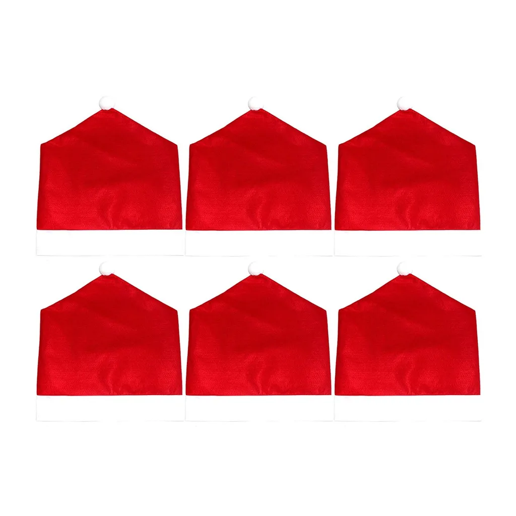 6 шт. Санта шляпа рождественские покрытия для стула декор обеденный чехол кресла колпачки наборы съемные