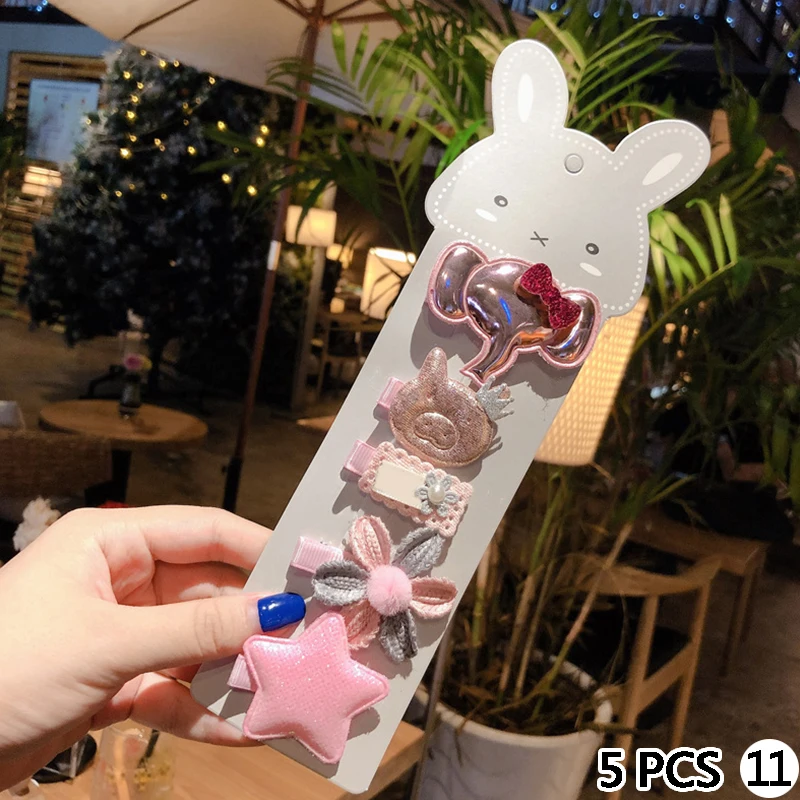 5PCS 11 4/5 шт./компл. ювелирные украшения для волос симпатичная детская одежда с бантом, с проектом из мультфильма, волосы на заколках для наращивания шпильки с орнаментом заколки повязка Для женщин аксессуары для волос - Окраска металла: 5PCS 11