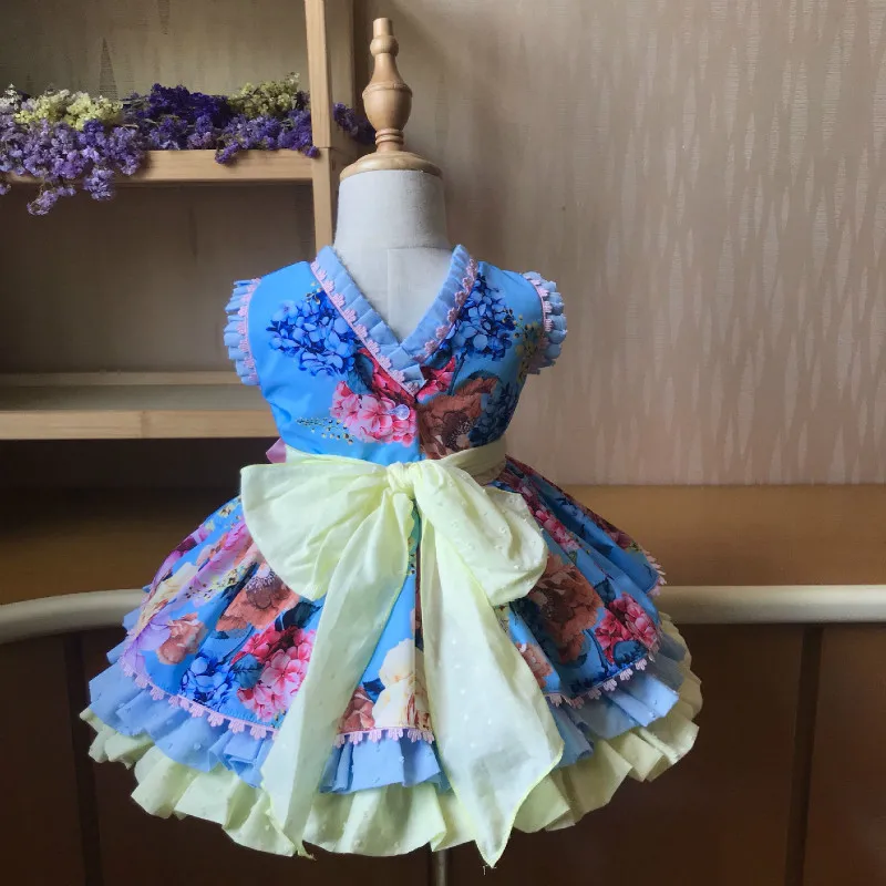 2019new поступления испанская детская одежда из хлопка, для девочек; высокое качество дворец платье принцессы в стиле «Лолита» платье на день рождения для малыша рождественское платье