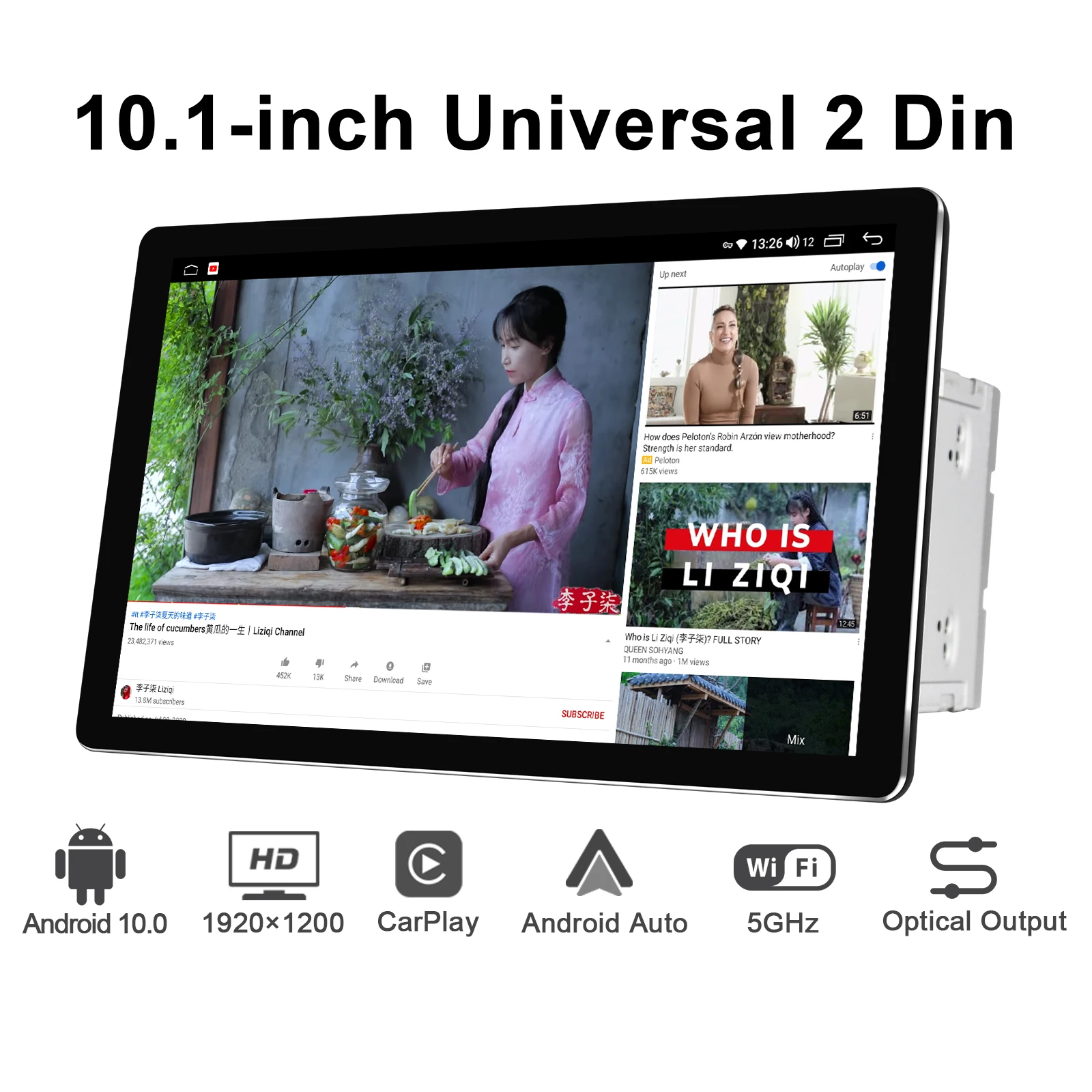 구매 신제품 10 인치 Autoradio 2 딘 자동차 라디오 스테레오 HD 1920*1200 6 기가 바이트 128 기가 바이트 헤드 유닛 멀티미디어 무선 Carplay 안드로이드 자동