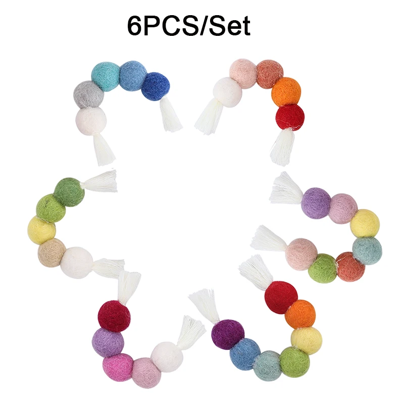 6 шт./компл. красочные радужные шерстяные шарики ручной работы подвесные