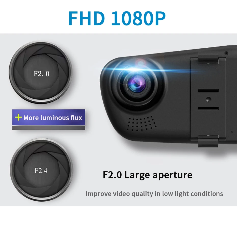 Bluavido 4 3 &quotавтомобиль Зеркало заднего вида видео Регистраторы FHD 1080P Двойной