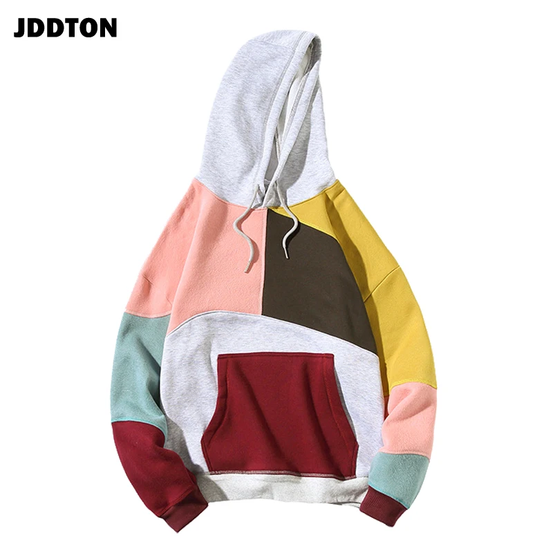 Толстовка JDDTON мужская с капюшоном Свитшот в стиле пэчворк Повседневная Уличная