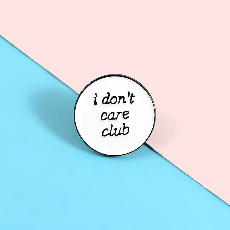 

QIHE JEWELRY Minimalist Style Club Enamel Pins Collection 'I Don't Care' Brooches Badges Pins for Backpack Gifts for Friends