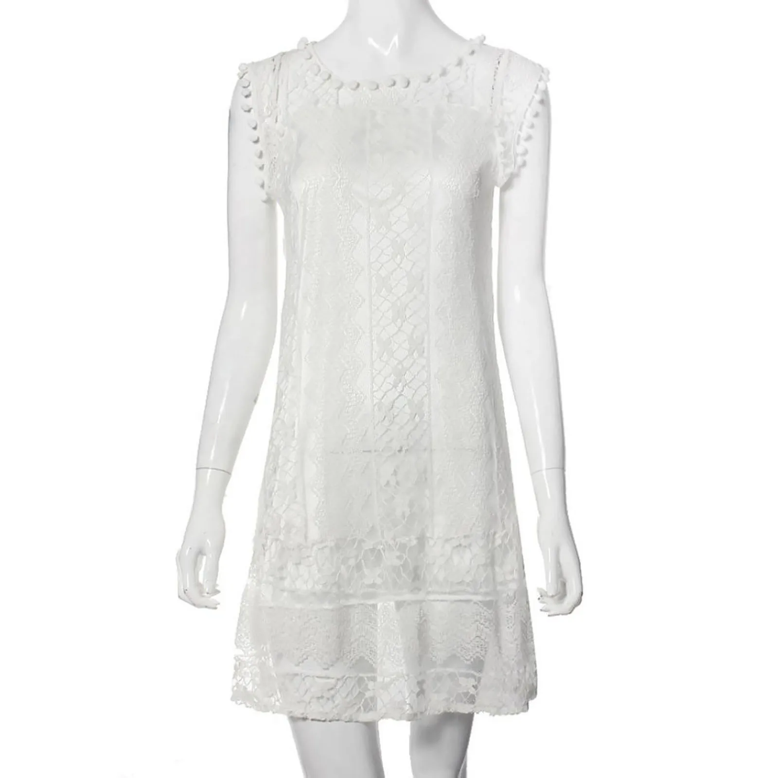 

Ishowtienda Women's Summer Breathable Casual Sleeveless Print Short Sleeve O-neck Short Party Dress