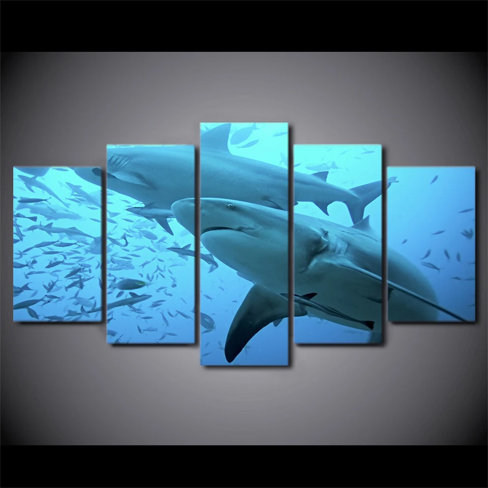 5 самолетов Акула декор комнаты холст Художественная Картина Фото Гостиная Офис