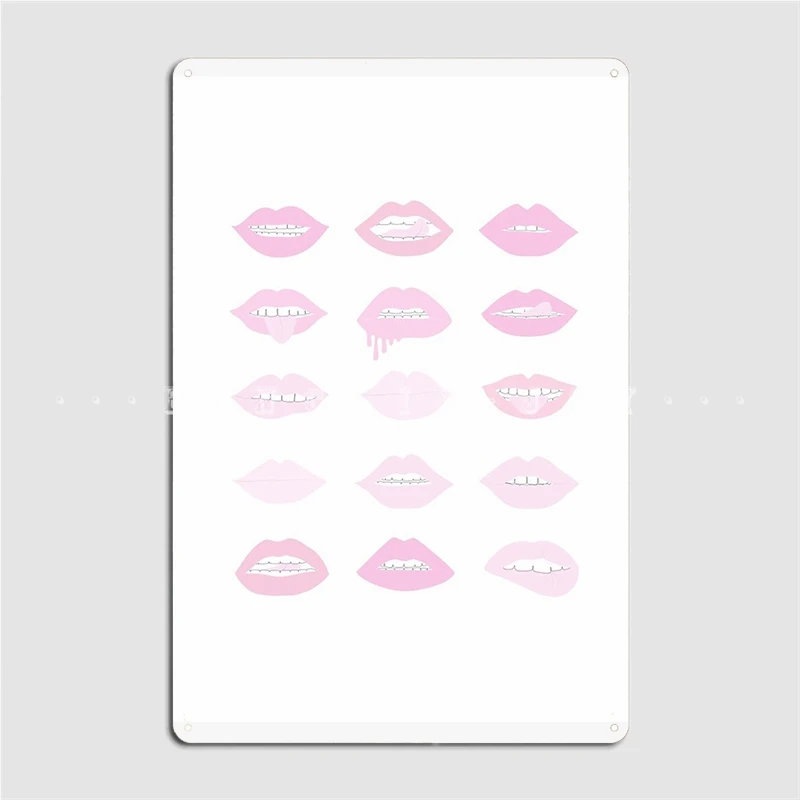 

Pink And Blush Lipstick Lips Metal Plaque Poster Cinema Kitchen Mural Customize Painting Décor Tin Sign Posters
