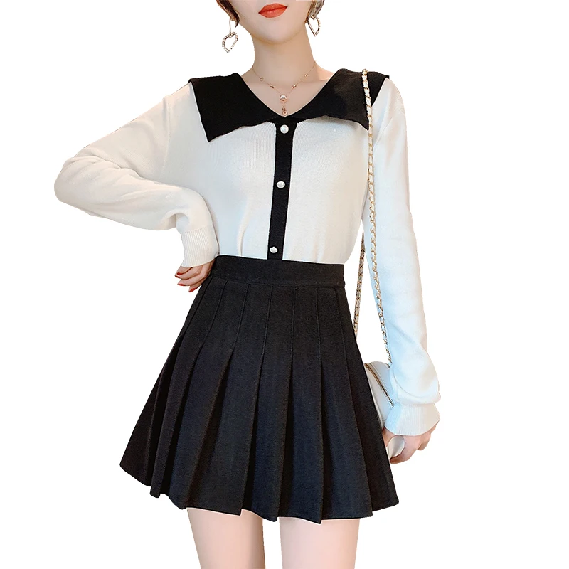 

Skirt female spring 2020 new woolen pleated skirt college style high waist was thin a-line skirt skirt