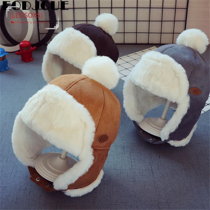 

Kids Beanies Winter Baby Child Knitted Hat Kids Girls Russian Female Thicker Warm Caps Age For 2-6 Years Old Ushanka Hat 2021