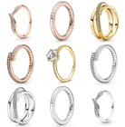 Оригинальное кольцо из стерлингового серебра 925 пробы с блестящим перекрытием, кольцо с тремя закрепками для женщин, модные ювелирные украшения для свадебной вечеринки