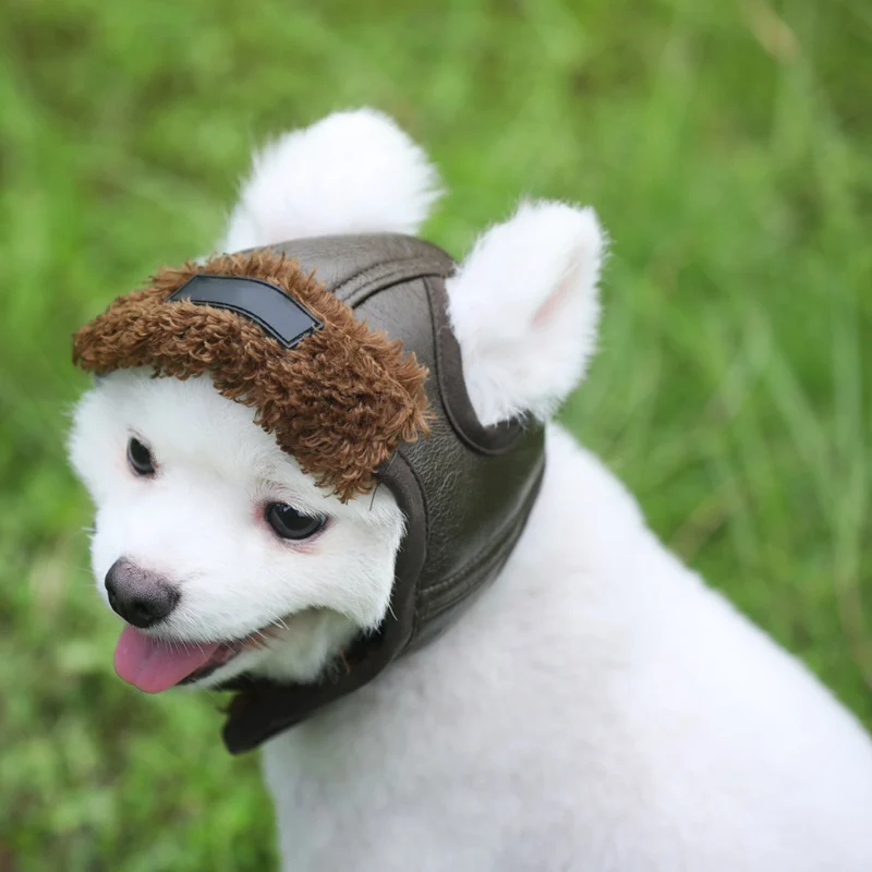 

Warm Dog Pilot Hat Leather Pet Dog Cap For Large puppy Dogs Hats Funny Cosplay Pet Dog Hat Christmas gift for dog