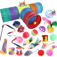 1521pcs set pet kit collapsible tunnel cat toy fun channel feather ball mice shape pet kitten dog cat interactive play supplier