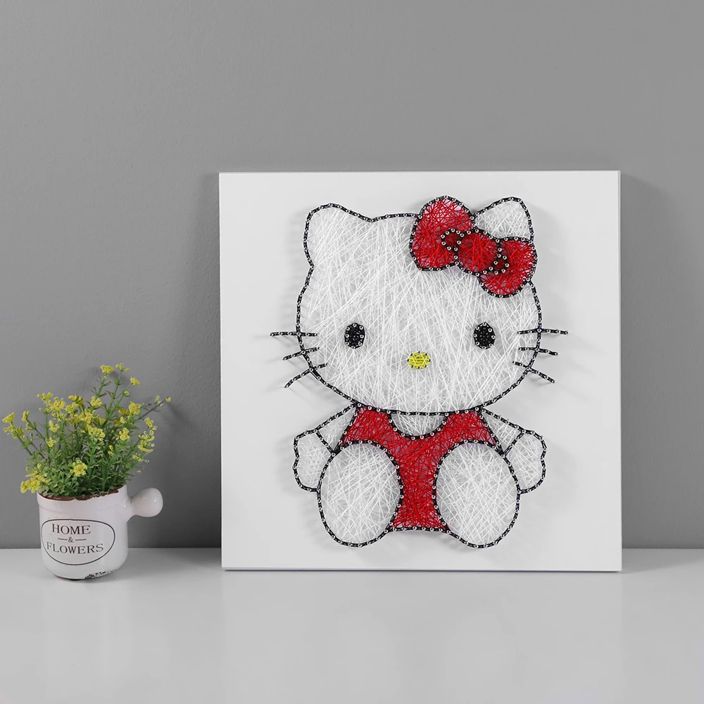 3D yarn painting String drawing Art decompression parent-child DIY handmade material package Children's gift hellokitty | Дом и сад