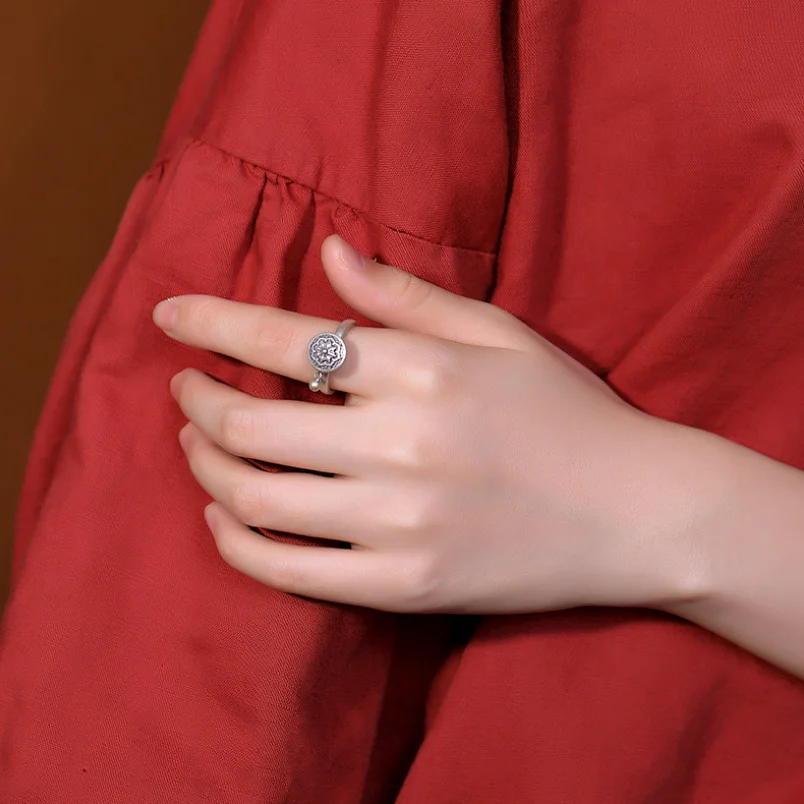 Буддийское кольцо из серебра S925 пробы Женское настоящего удачи чистого