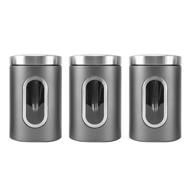 

3Pcs Kitchen Canisters,Kitchen Accessories for Food with Airtight Lid and Transparent Window, Storage Jar for Coffee