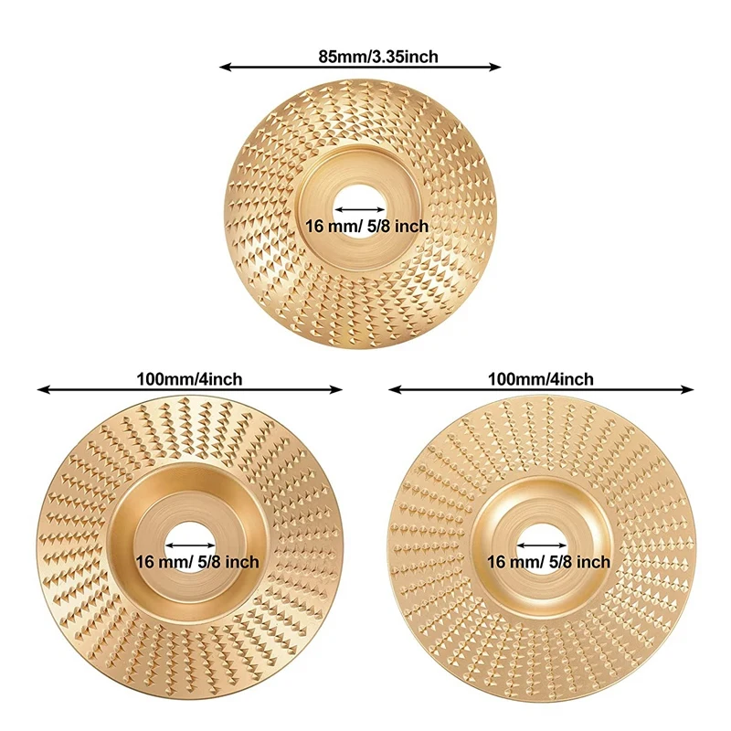 

3Pcs Grinding Wheel 5/8 Inch Wood Carving Disc Grinder Abrasive Disc Wood Carving Grinding Disc Grinding Wheel