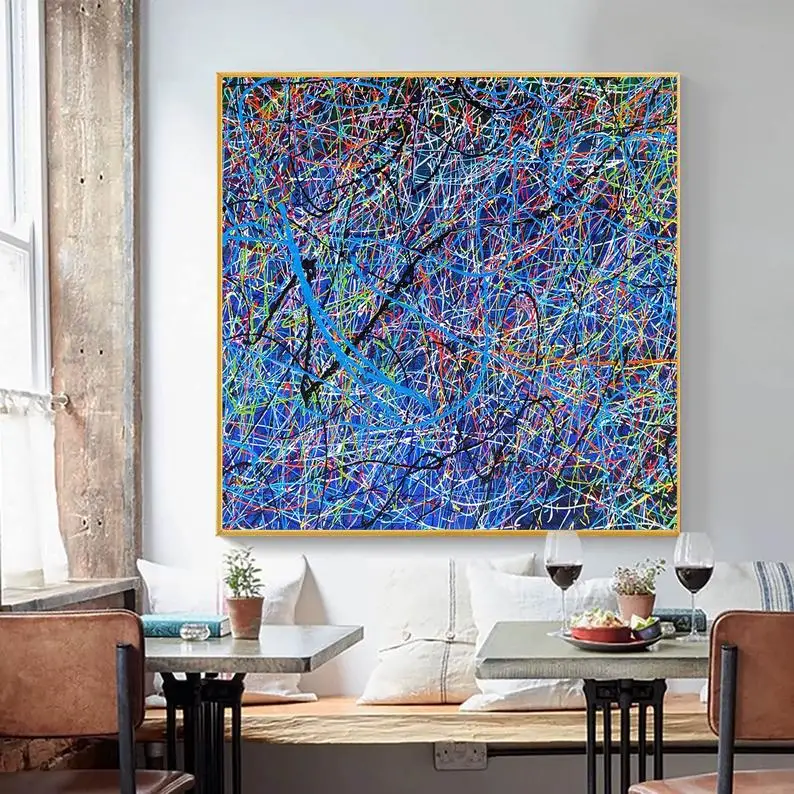 

Large Oil Painting Colorful Abstract Painting Splatter Drip Painting Jackson Pollock Style Canvas Large Wall Art