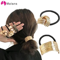 molans new fashion elatic hair band for women metal pearl rubber hairbands elegant hair ring scrunchie hair accessories jewelry
