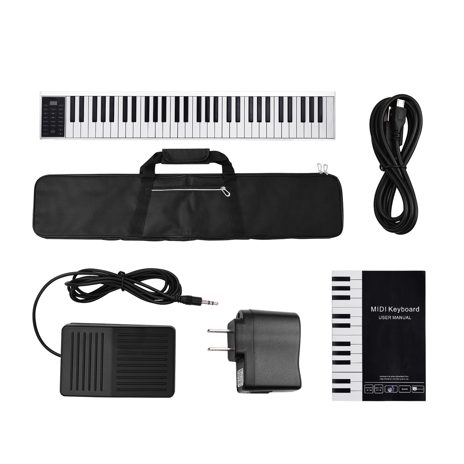 

61 Keys Digital Electronic Piano Keyboard MIDI Output 128Tones 128 Rhythms 14 Demo Songs Recording Programming Playback Tutorial