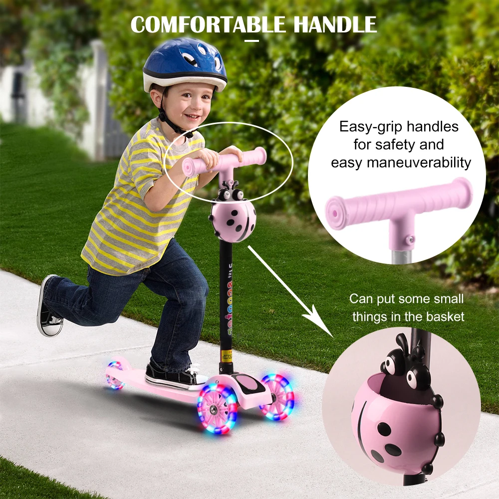 

Kids Children Scooter 3 Wheel T Bar Balance Riding Kick Scooters LED Wheel Adjustable Scooter Kids Birthday Gift Fun Sport Toy