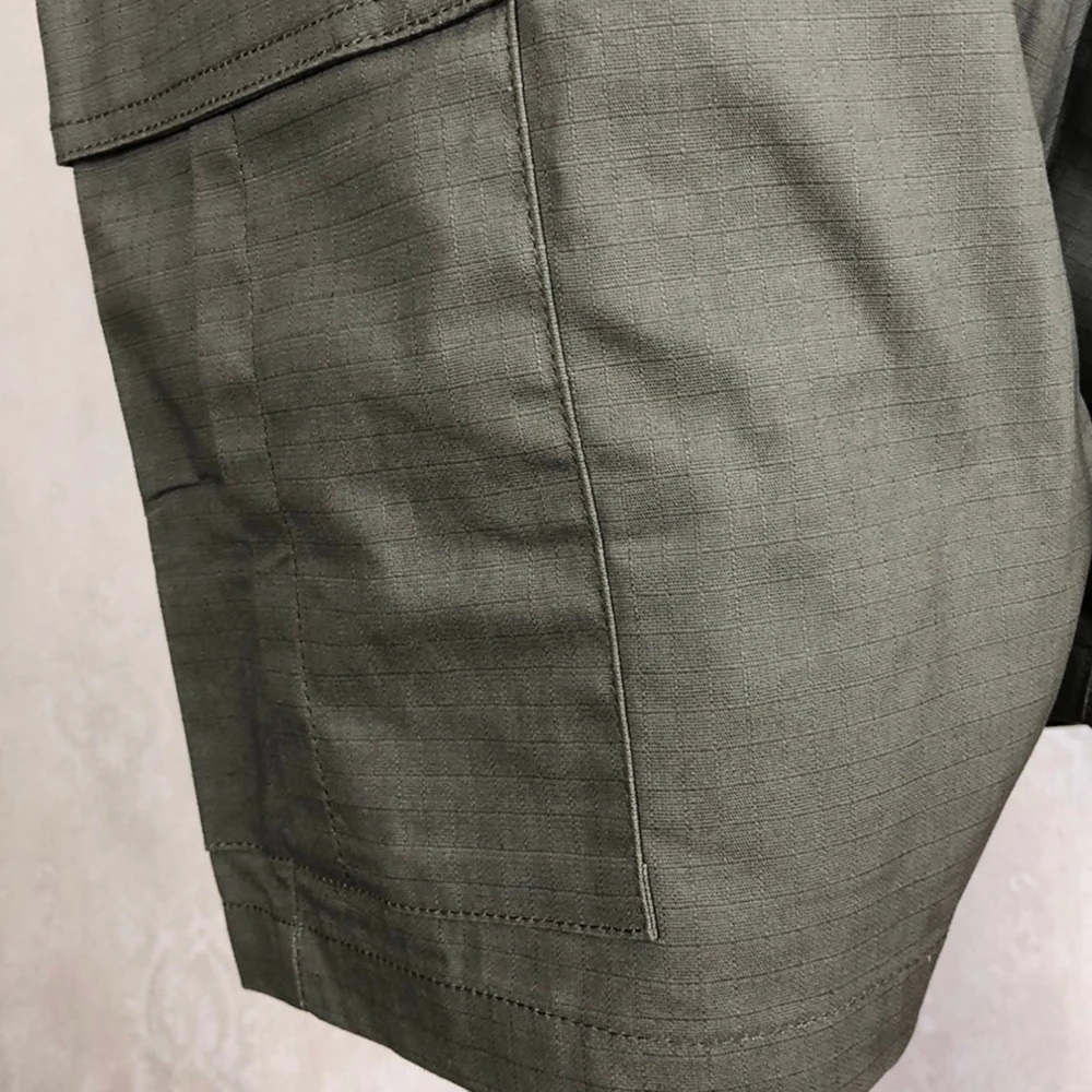 

Summer Black/Army Green Textured Sweat Shorts Kanye Elastic Waist Harem Cargo Jogger Six-Pocket Styling Streetwear