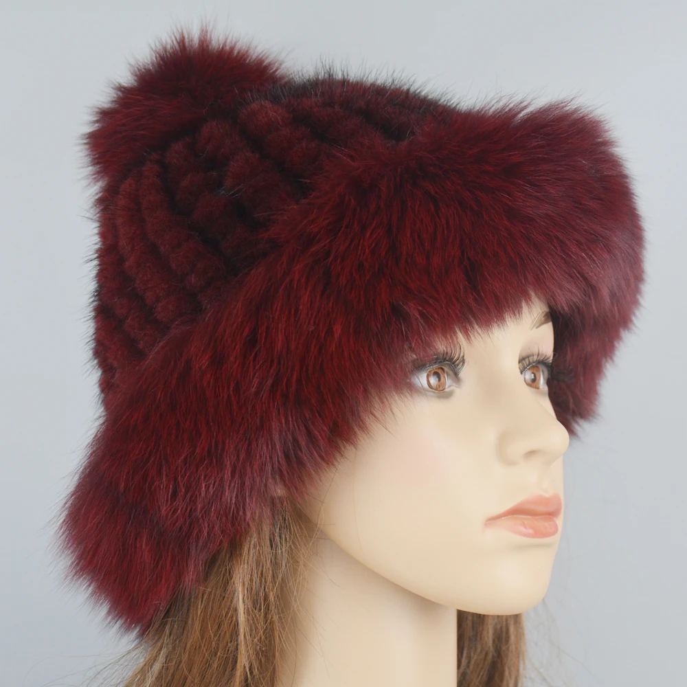 

Women Winter Warm Hat Knitted Real Fox Fur Hats Women Real Mink Fur Caps Beanies Fashion Real Mink Fur Hat Skullies Lady Hat