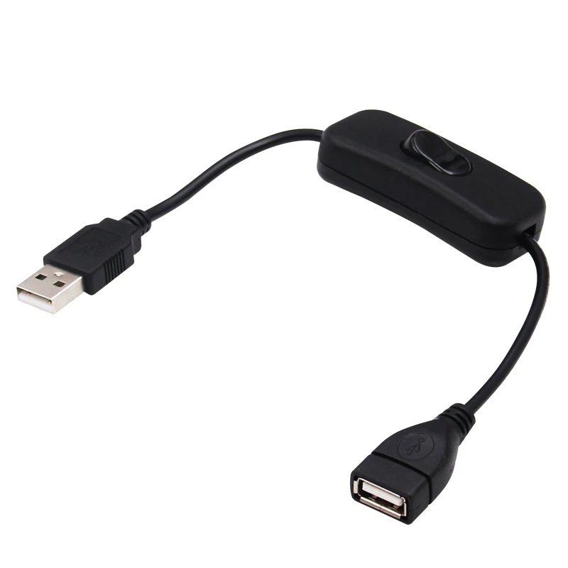 2,0 USB DC Шнур питания с переключателем вкл/выкл мужской и женский кабель-удлинитель для камеры регистратора вождения небольшой светодиодный вентилятор настольной лампы - Цвет: Черный