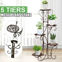 5 tiers wrought iron plant stand flower shelf for rack balcony simple indoor living room coffee bar garden flower pot shelf