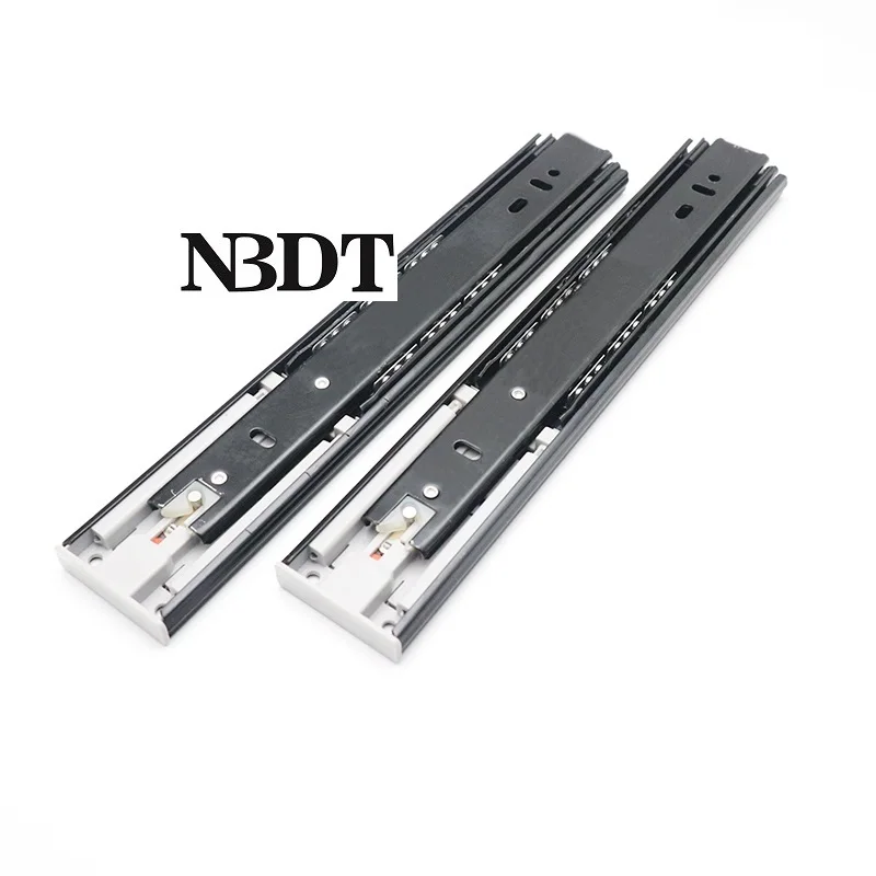 Push To Open Rebound 3 Folds Black Detachable Ball Bearing Furniture Cabinet Drawer Telescope Slide Side Mount Full Extension