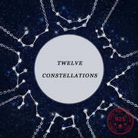 new design 12 constellations 925 sterling silver fashion zircon womens necklaces gorgeous jewelry clavicular chain