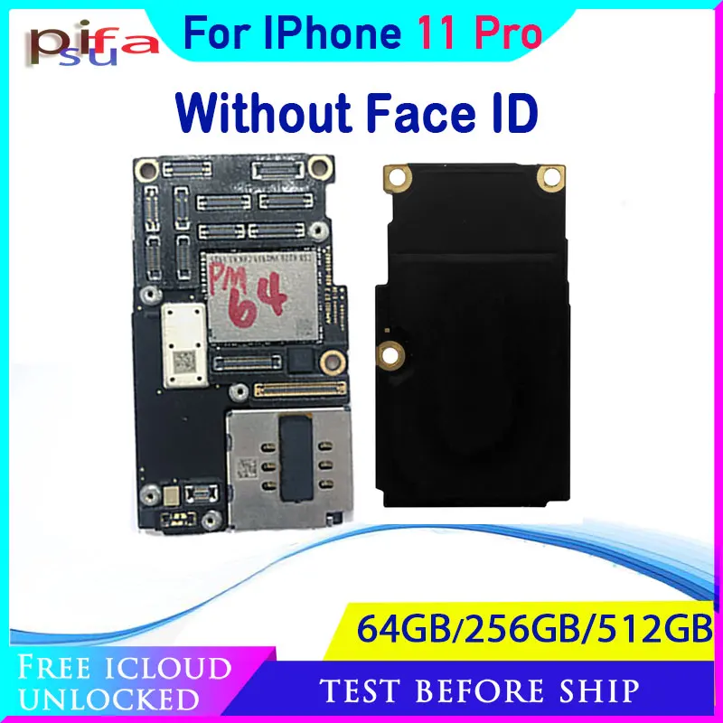 100% Original Mainboard For iPhone 11 PRO No Face ID Motherboard Pro Free icloud Logic board without | Мобильные телефоны и