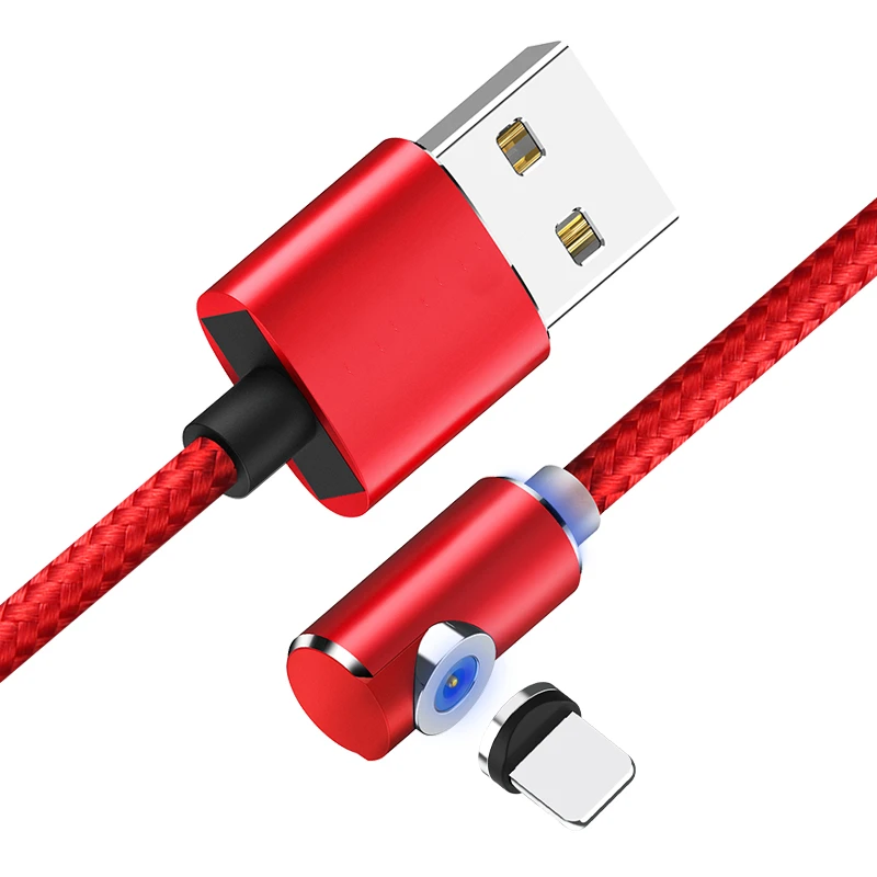 Red 90 градусов USB Магнитный быстрый заряд кабеля кабель для IPhone Xs Max 8 7 6 5 Магнит Micro usb type C кабель для samsung Xiaomi huawei - Цвет: Red