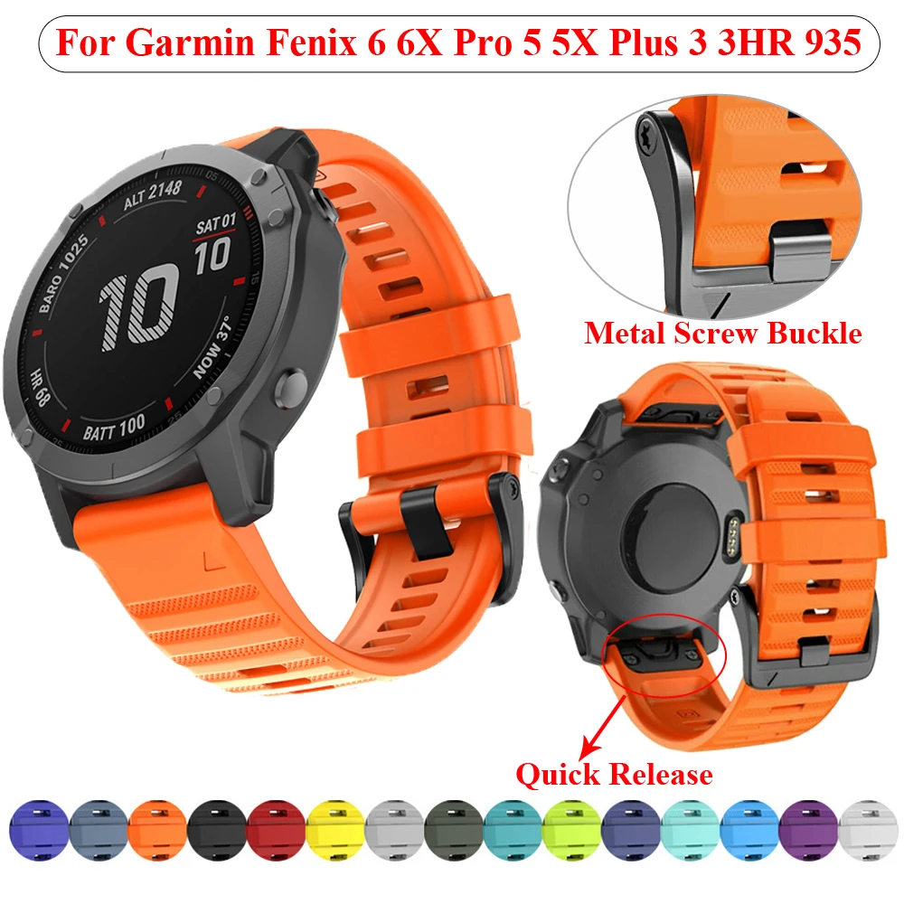 

Ремешок силиконовый для Garmin Fenix 6 6X Pro 5 5X Plus 3 3HR Forerunner 935, 22 26 мм